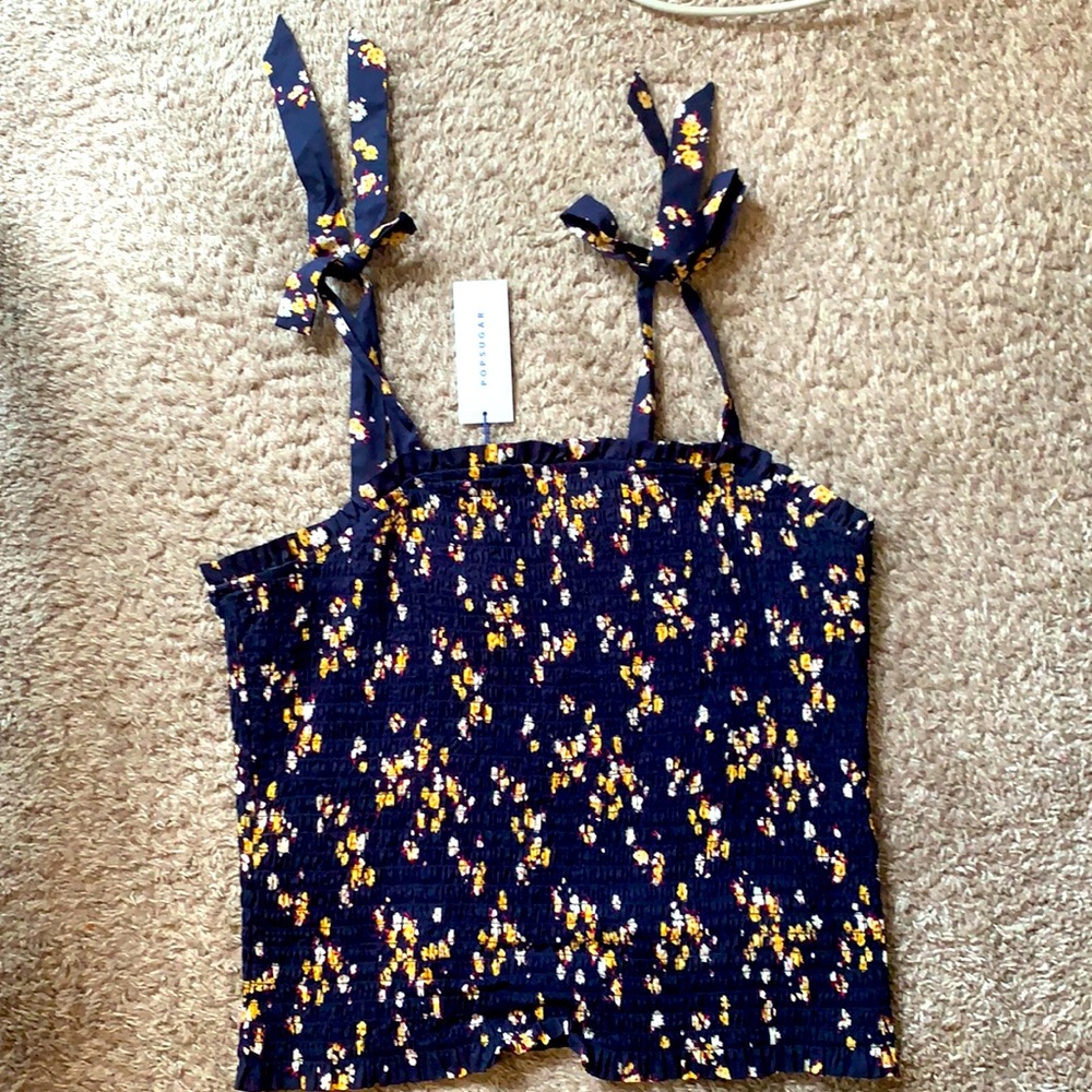 POPSUGAR SCRUNCHED FLORAL TANK TOP SZ XXL NWT